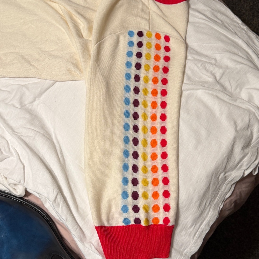 Modcloth Cream Sweater with Red Trim. 3/4 sleeve. - Picture 6 of 9